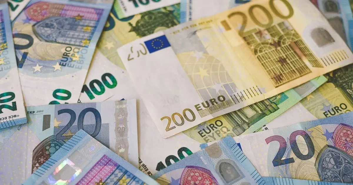 A pile of euro banknotes in different denominations